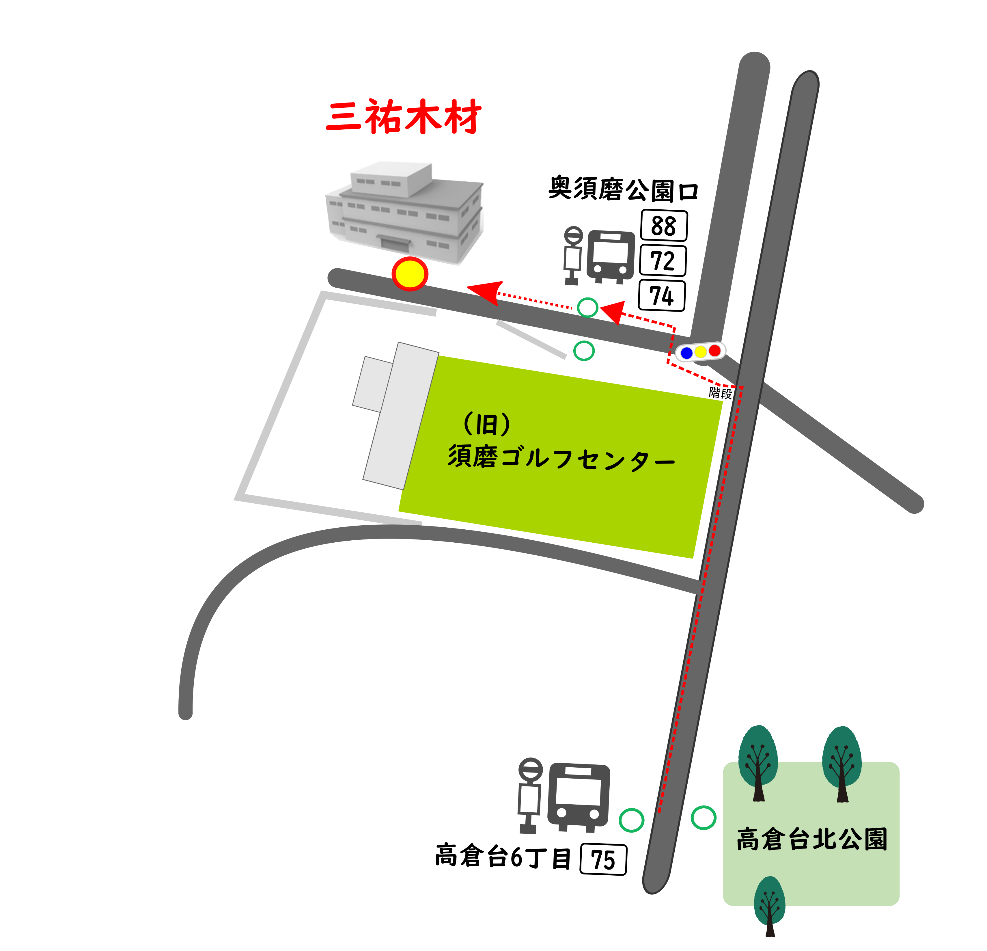 三祐木材までの地図